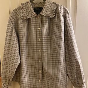 Ralph Lauren Country Flannel Ruffle Collar Shirt